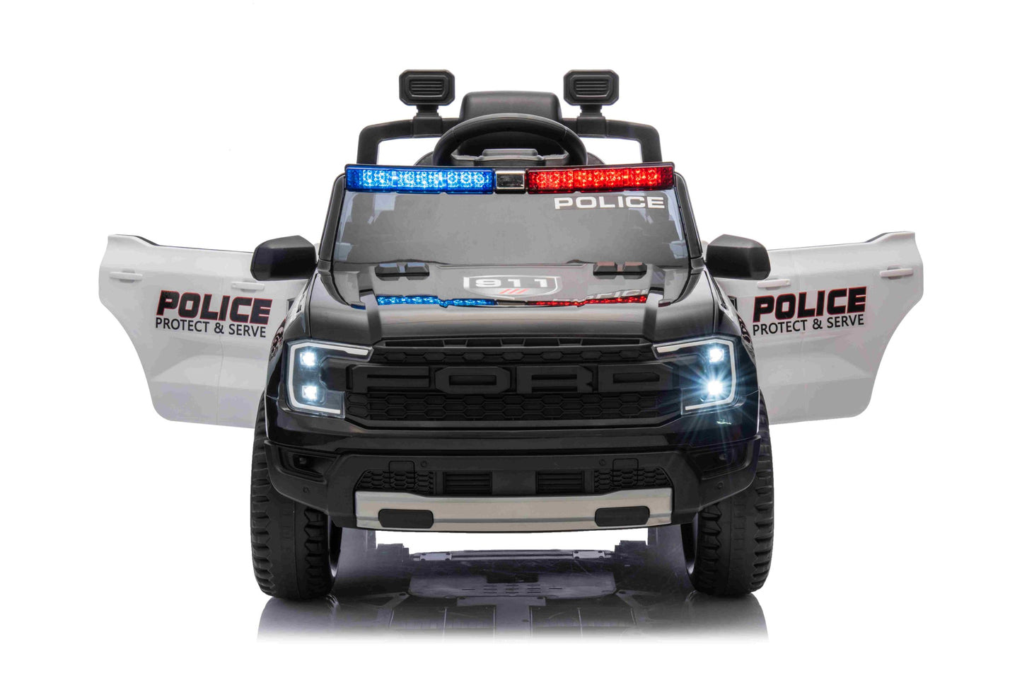 Licensed Ford Ranger Raptor Police Ride-On Car 12V – EVA Wheels & Leather Seat-Remote