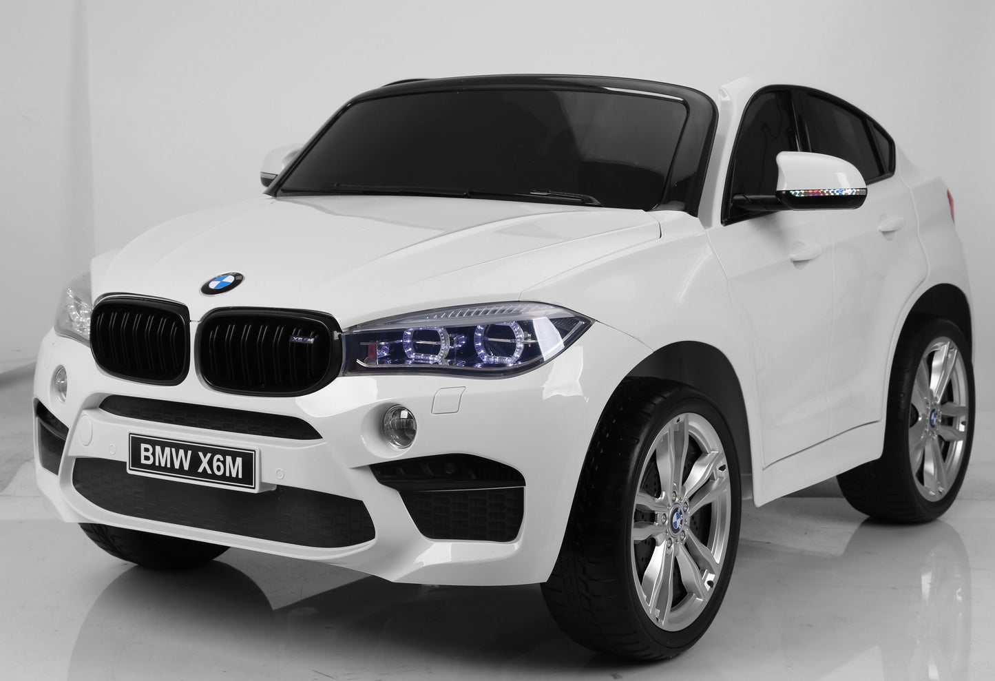 Two-Seater Kids Electric Ride-On Car Licensed BMW X6 M -Black-White