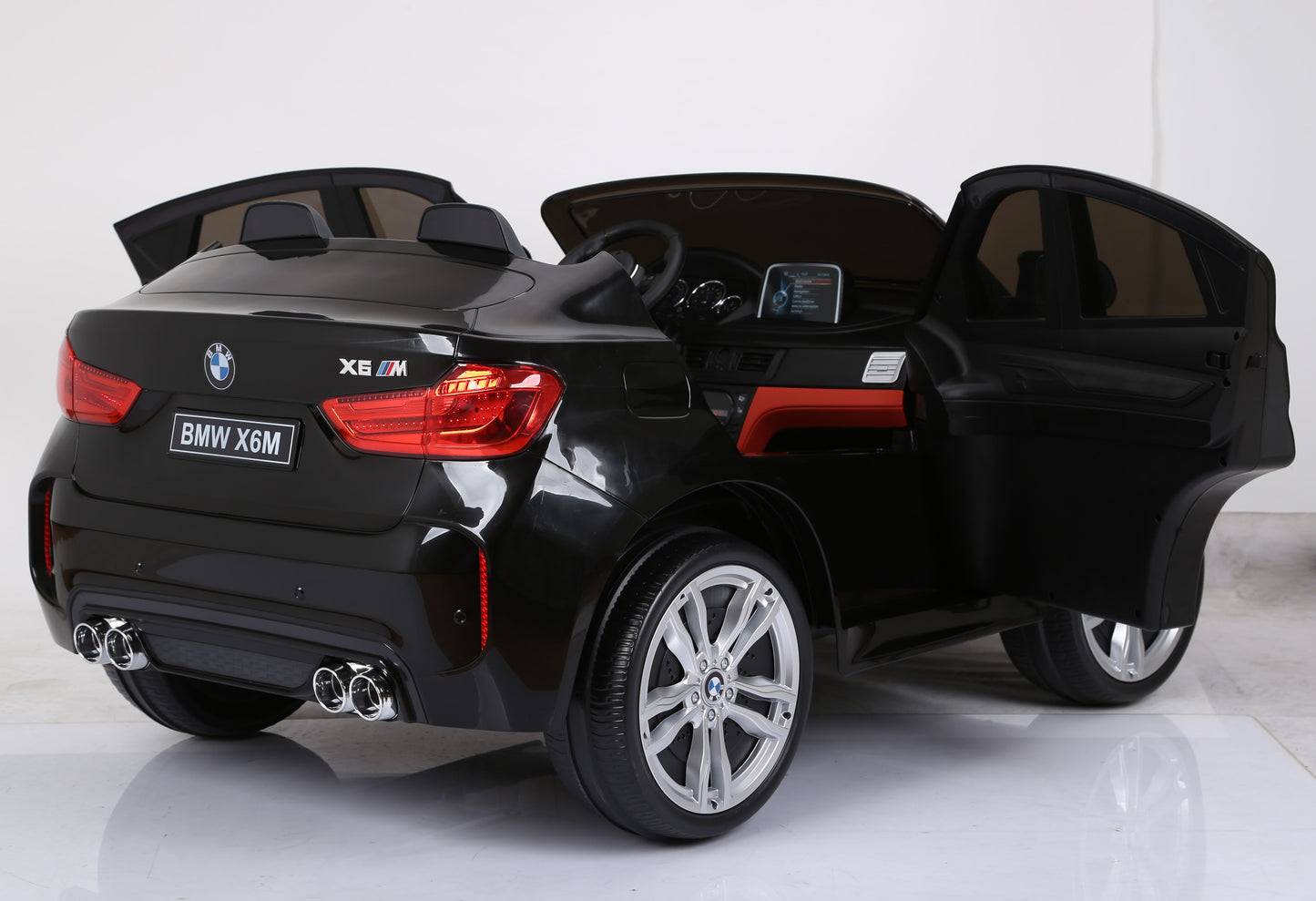 Two-Seater Kids Electric Ride-On Car Licensed BMW X6 M -Black-White