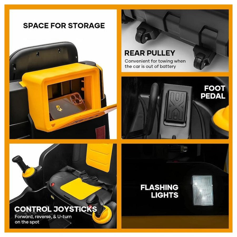 2 in 1 Kids Excavator Bulldozer Ride On with Remote Control Pedal Digger Tractor Vehicle 360 Degree Rotating 12V