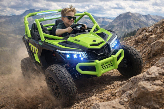 Off-Road 24 Volts  Two-seater – Upgraded New high-powered 4x4 Quiet Motors, Air Rubber Wheels