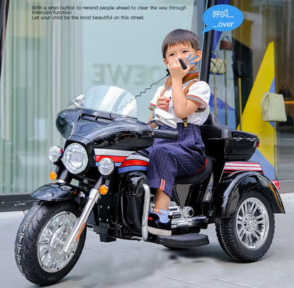 Police Harley Kids Electric Ride-On Bike Shiny colour – 12V 3-Wheels