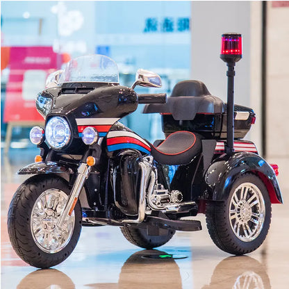 Police Harley Kids Electric Ride-On Bike Shiny colour – 12V 3-Wheels