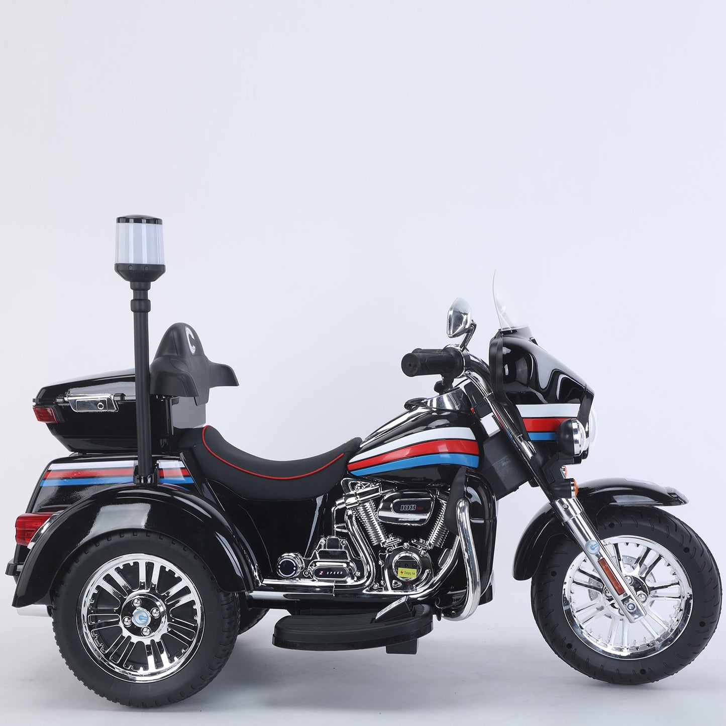 Police Harley Kids Electric Ride-On Bike Shiny colour – 12V 3-Wheels