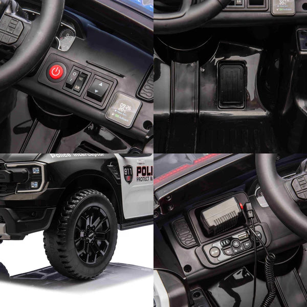 Licensed Ford Ranger Raptor Police Ride-On Car 12V – EVA Wheels & Leather Seat-Remote