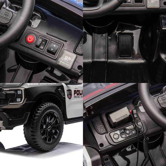 Licensed Ford Ranger Raptor Police Ride-On Car 12V – EVA Wheels & Leather Seat-Remote