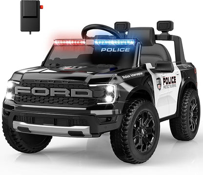 Licensed Ford Ranger Raptor Police Ride-On Car 12V – EVA Wheels & Leather Seat-Remote