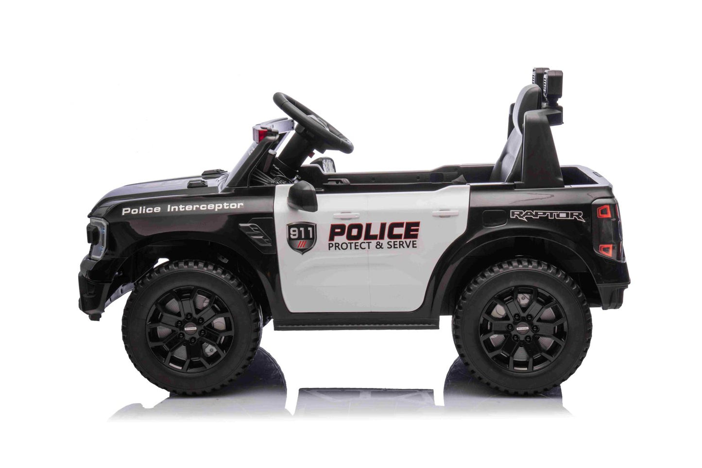 Licensed Ford Ranger Raptor Police Ride-On Car 12V – EVA Wheels & Leather Seat-Remote