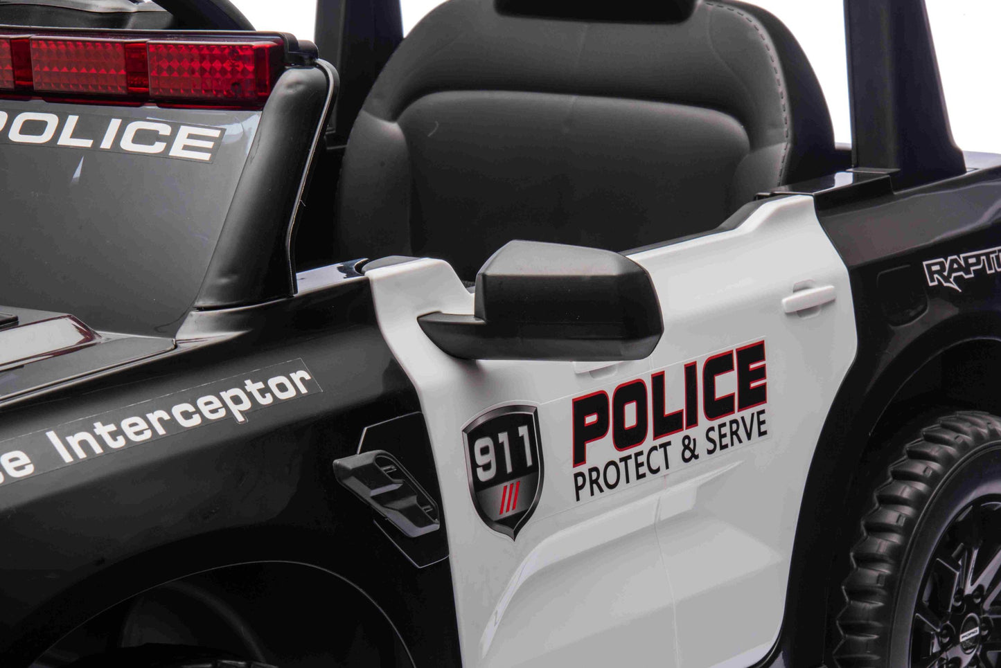 Licensed Ford Ranger Raptor Police Ride-On Car 12V – EVA Wheels & Leather Seat-Remote