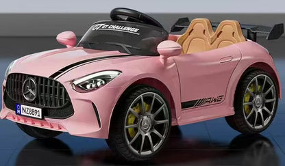 AMG-Style Ride-On Car for Kids with Remote control-White, Pink Colour