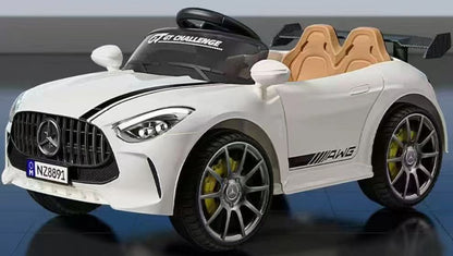 AMG-Style Ride-On Car for Kids with Remote control-White, Pink Colour