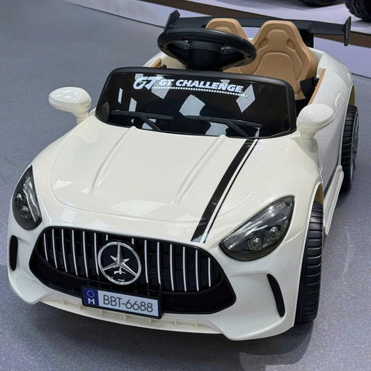 AMG-Style Ride-On Car for Kids with Remote control-White, Pink Colour