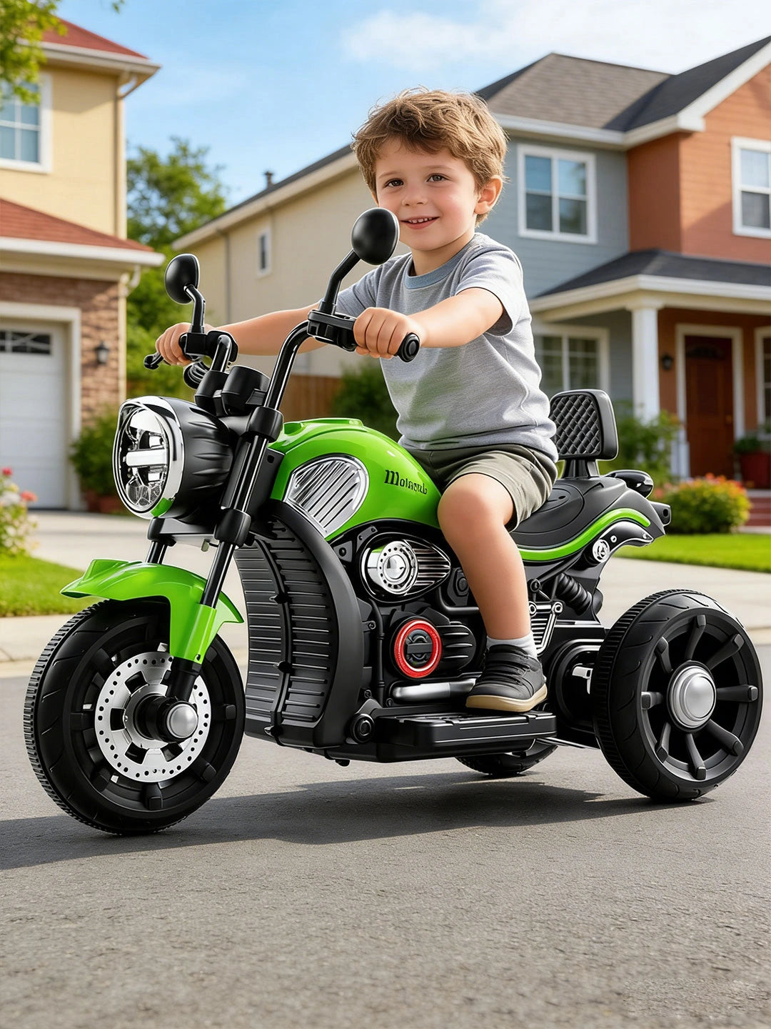 Kids Electric Ride-On Motorcycle 6V – Bluetooth, Lights & Dual Motors