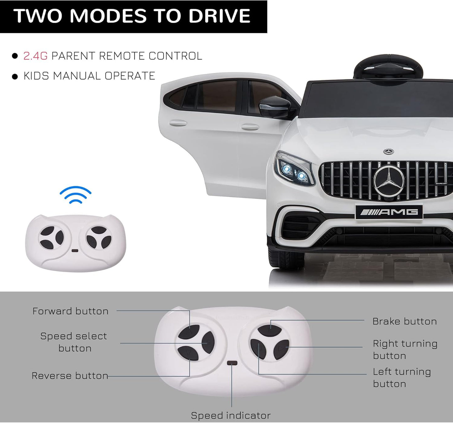 Licensed Mercedes-Benz AMG GLC63S Coupe Kids Ride-On Car with Remote Control