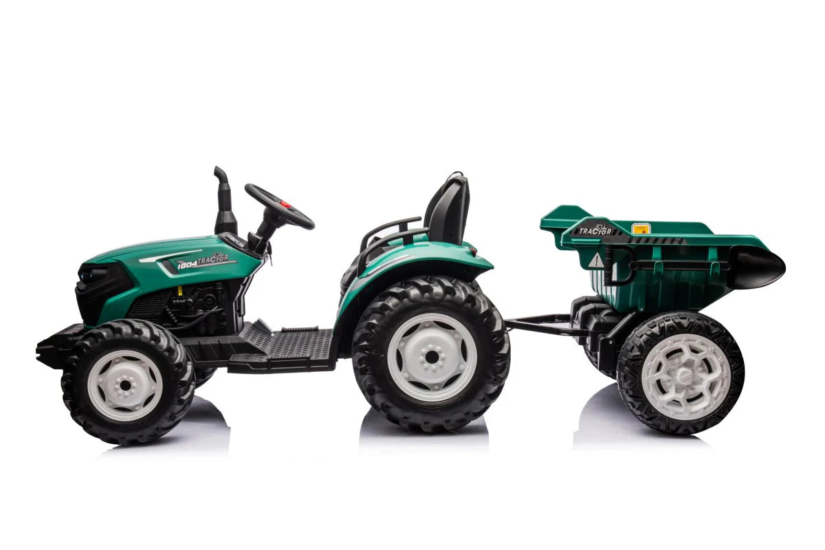 Kids Ride-On Tractor Rubber wheels with Trailer & Remote Control