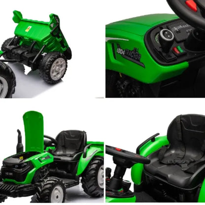 Kids Ride-On Tractor Rubber wheels with Trailer & Remote Control