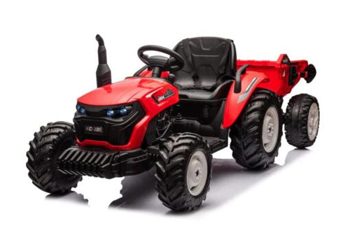 Kids Ride-On Tractor Rubber wheels with Trailer & Remote Control