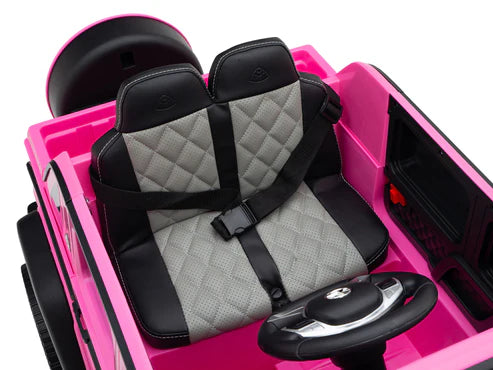 Licensed Mercedes-Maybach Kids Ride-On Car Black- Pink with Leather seat and Rubber wheels