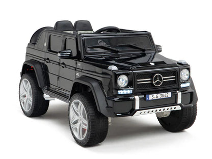 Licensed Mercedes-Maybach Kids Ride-On Car Black- Pink with Leather seat and Rubber wheels