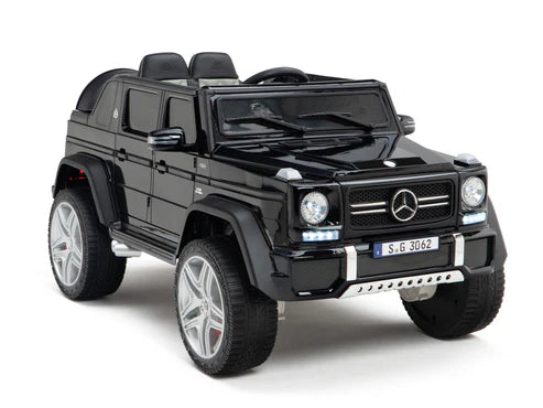 Licensed Mercedes-Maybach Kids Ride-On Car Black- Pink with Leather seat and Rubber wheels