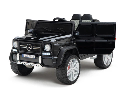 Licensed Mercedes-Maybach Kids Ride-On Car Black- Pink with Leather seat and Rubber wheels