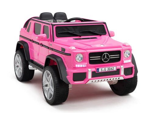 Licensed Mercedes-Maybach Kids Ride-On Car Black- Pink with Leather seat and Rubber wheels
