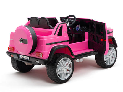 Licensed Mercedes-Maybach Kids Ride-On Car Black- Pink with Leather seat and Rubber wheels