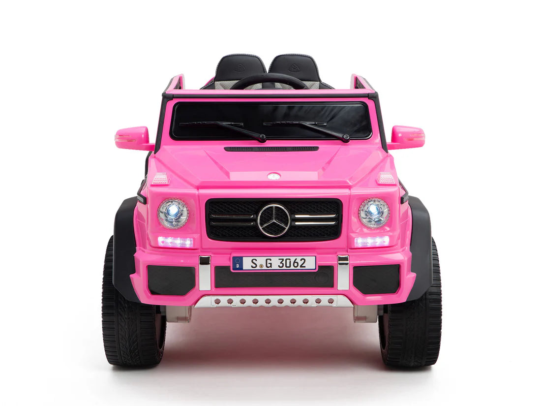 Licensed Mercedes-Maybach Kids Ride-On Car Black- Pink with Leather seat and Rubber wheels