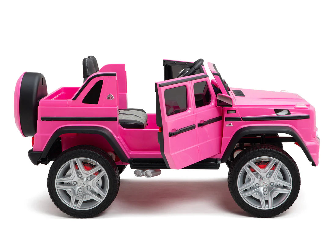 Licensed Mercedes-Maybach Kids Ride-On Car Black- Pink with Leather seat and Rubber wheels