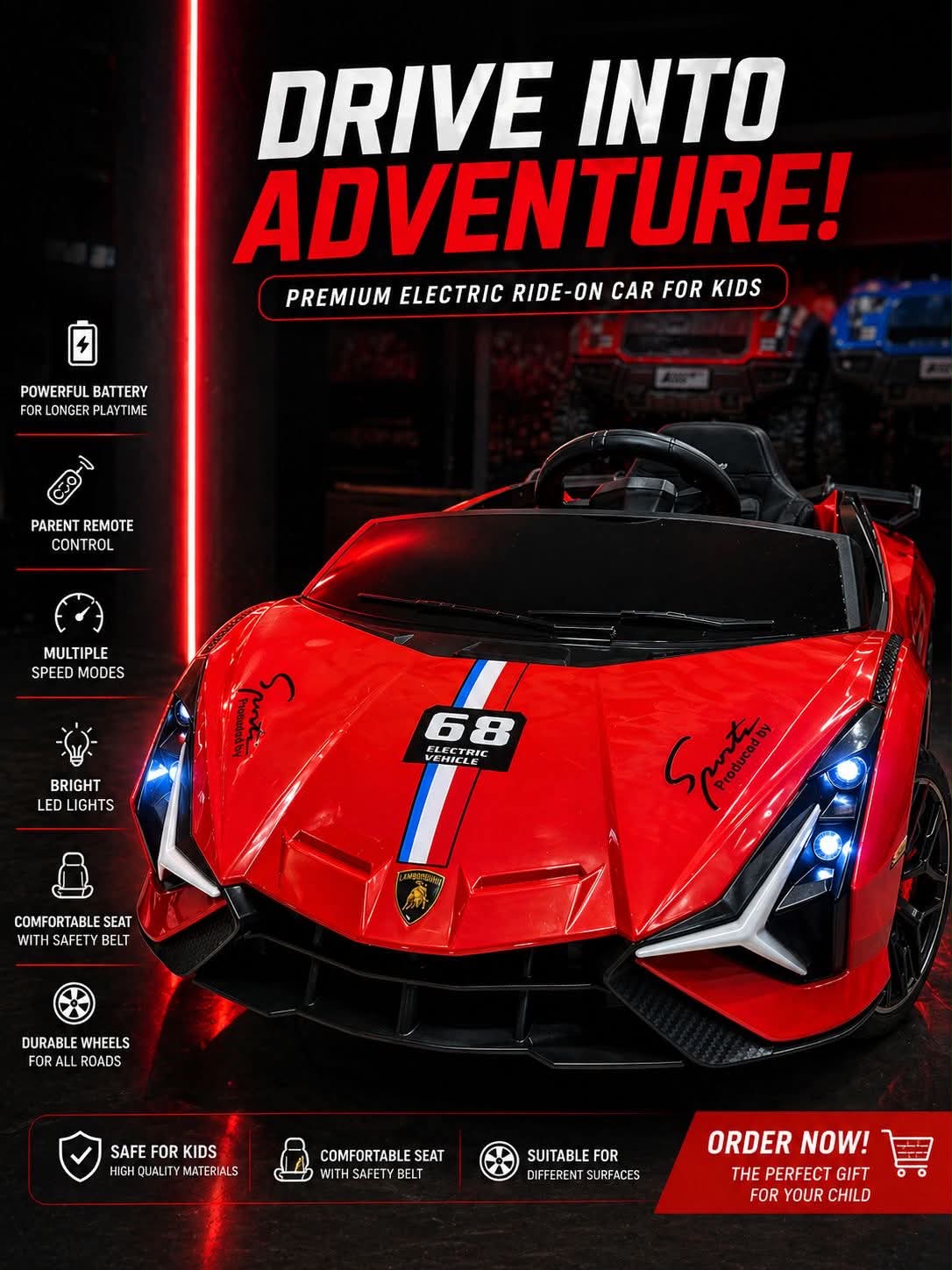 Lamborghini Style Design Electric kids car with Remote control