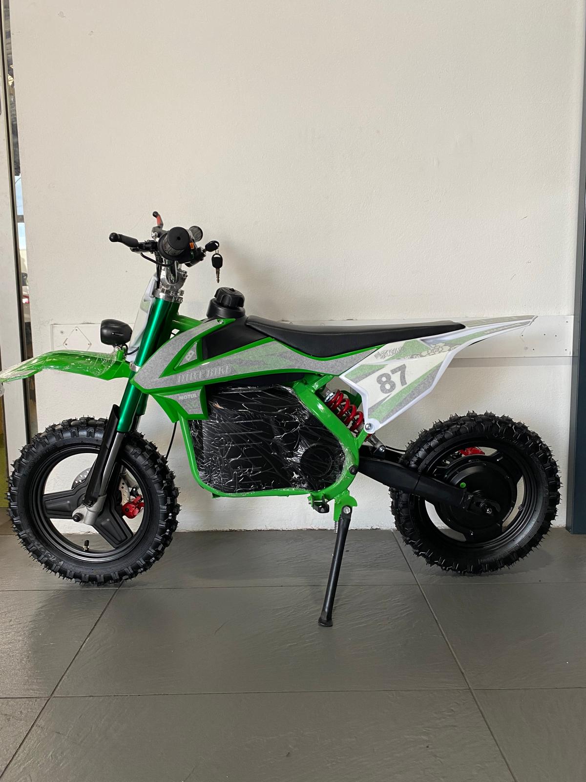 Electric Dirt Bike 36 volts with 500 Watts Brushless Motor 3-Speed Modes.