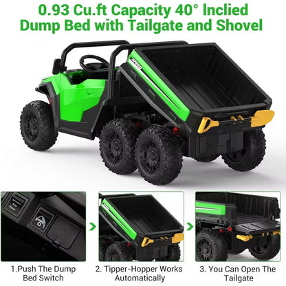 24V Kids Ride-On Dump Truck (4WD Two-Seater with Remote)