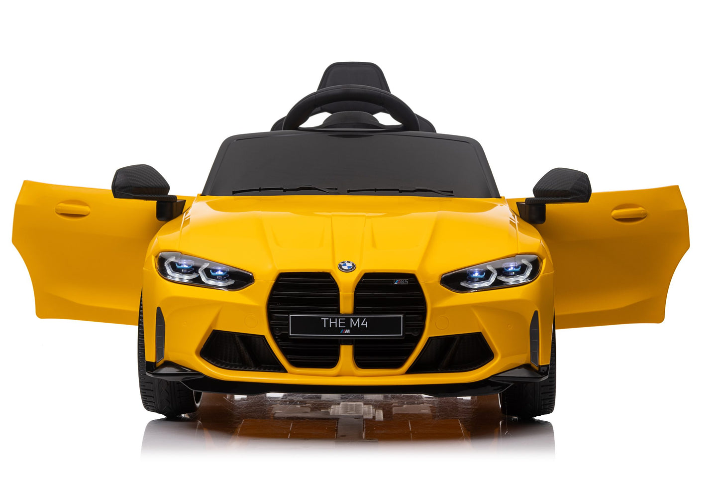 BMW M4 Competition 12V Kids Ride-On Car – Official Licensed Model, Blue-white-Yellow