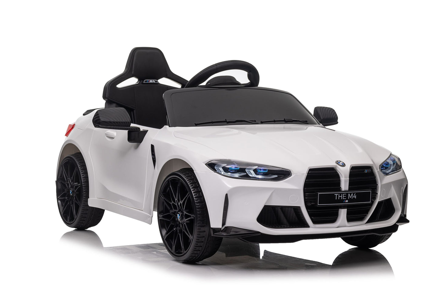 BMW M4 Competition 12V Kids Ride-On Car – Official Licensed Model, Blue-white-Yellow