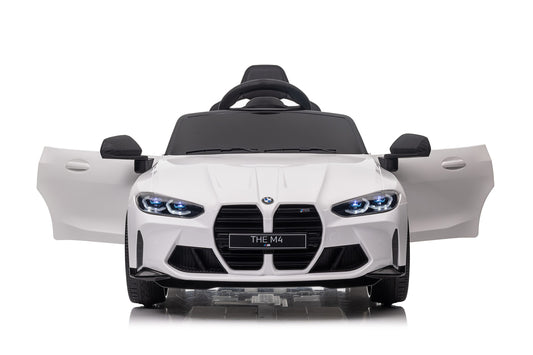 BMW M4 Competition 12V Kids Ride-On Car – Official Licensed Model, Blue-white-Yellow