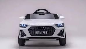 Kids Electric Ride-On Audi Car 12 Volt with Leather seat and remote control, White-Pink