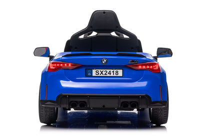 BMW M4 Competition 12V Kids Ride-On Car – Official Licensed Model, Blue-white-Yellow