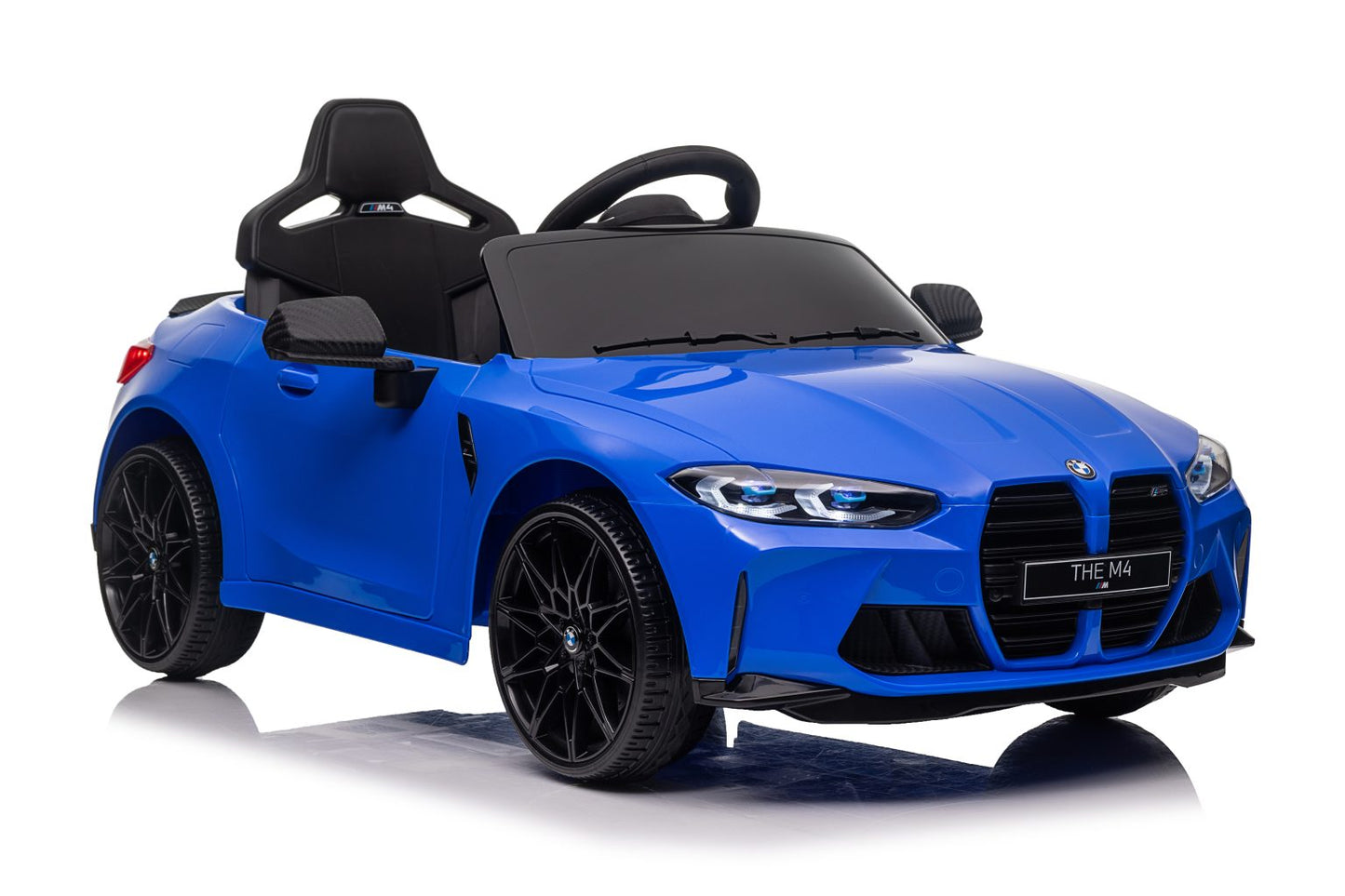 BMW M4 Competition 12V Kids Ride-On Car – Official Licensed Model, Blue-white-Yellow