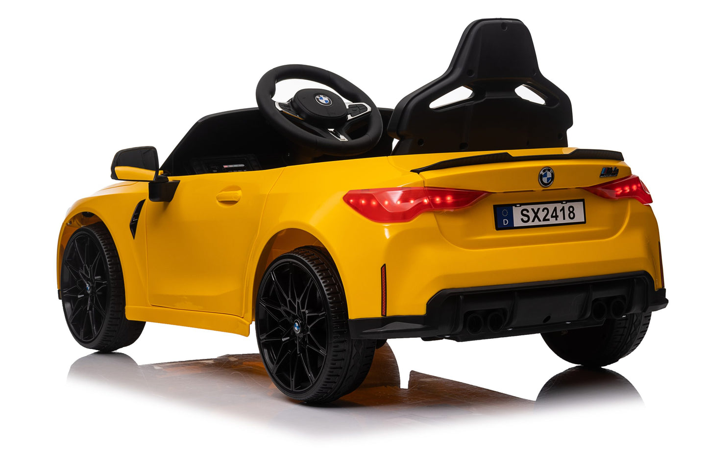 BMW M4 Competition 12V Kids Ride-On Car – Official Licensed Model, Blue-white-Yellow