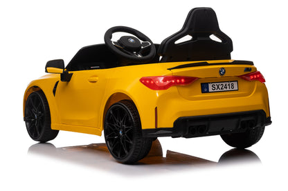 BMW M4 Competition 12V Kids Ride-On Car – Official Licensed Model, Blue-white-Yellow
