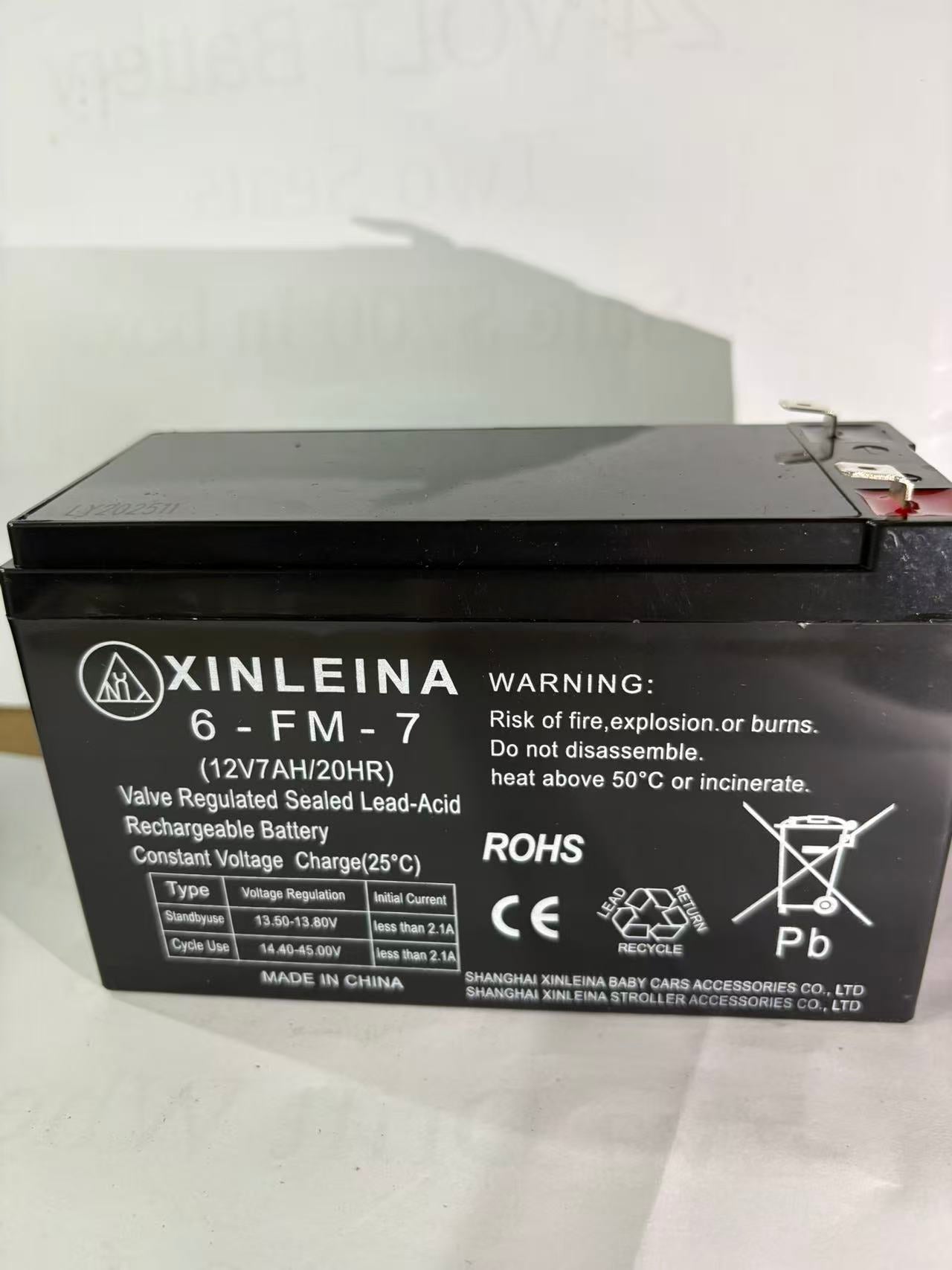 12 Volt 7 AH Rechargeable battery for ride on car