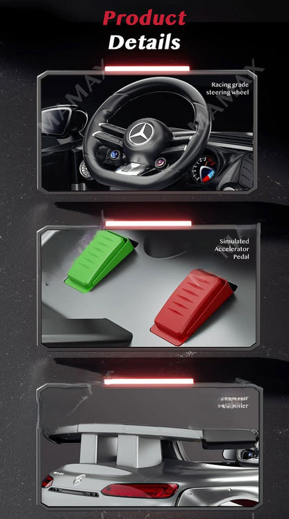 24V 2-Seater Mercedes-Benz AMG GT Kids Electric Drift Car with RC, App Control & Bluetooth