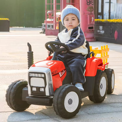Kids Electric Tractor with Trailer – 12V with 2 Motors, Bluetooth & Remote Control