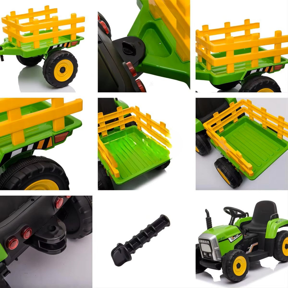 Kids Electric Tractor with Trailer – 12V with 2 Motors, Bluetooth & Remote Control